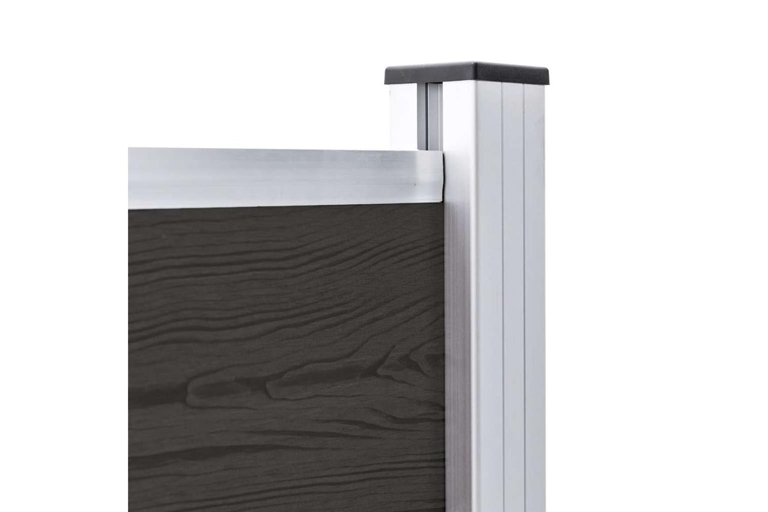 vidaXL Fence Panel Wpc 180x105cm Black-4