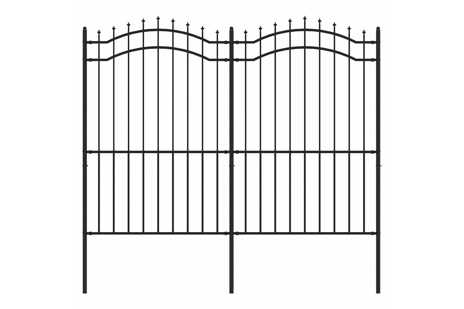 vidaXL 151083 Garden Fence With Spear Top Black 222cm Powder-coated Steel