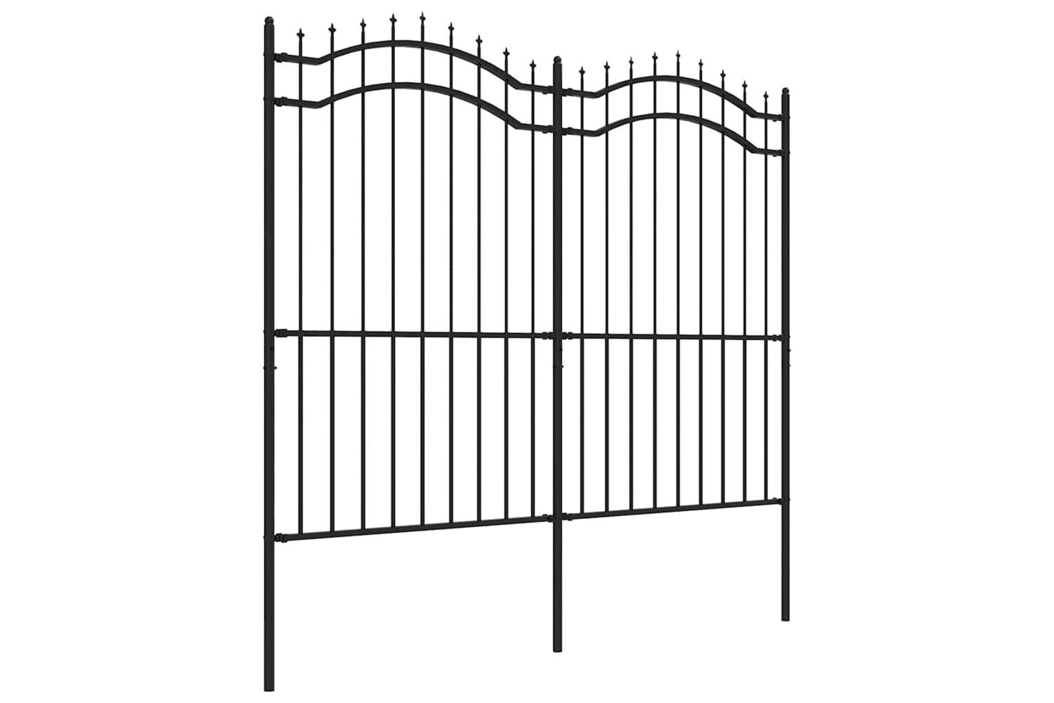 vidaXL 151083 Garden Fence With Spear Top Black 222cm Powder-coated Steel-3