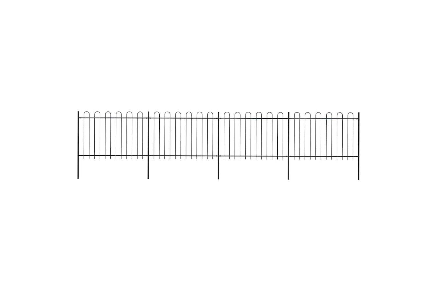 Vidaxl 277668 Garden Fence With Hoop Top Steel 6.8x1.2 M Black