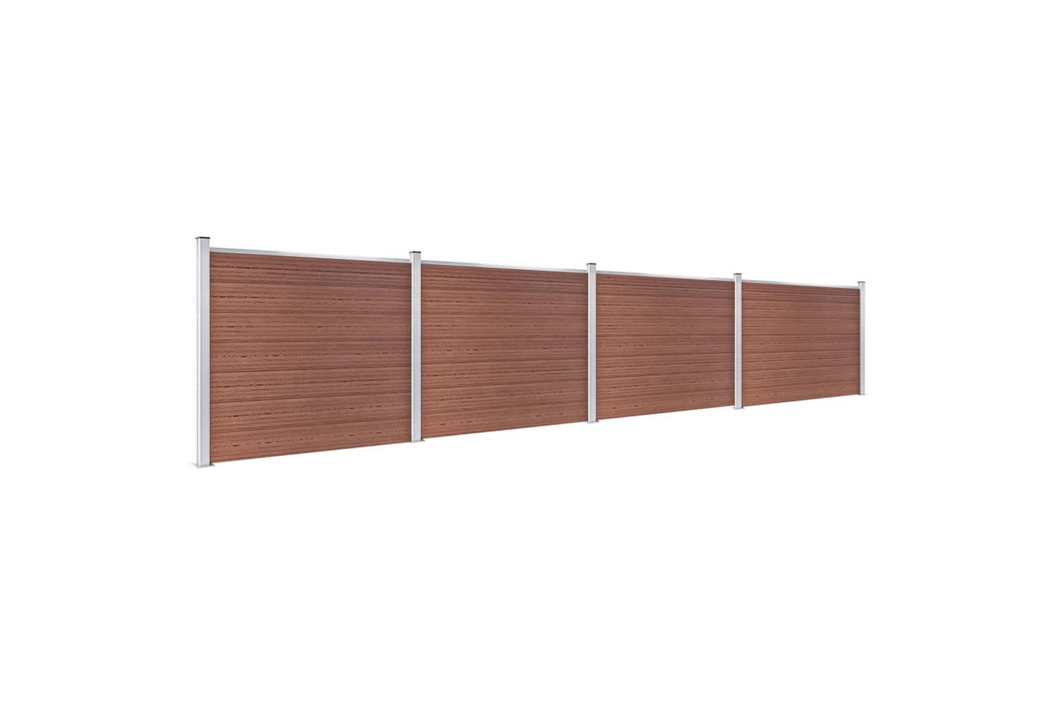 vidaXL 3070453 Fence Panel Set Wpc 699x146cm Brown-2