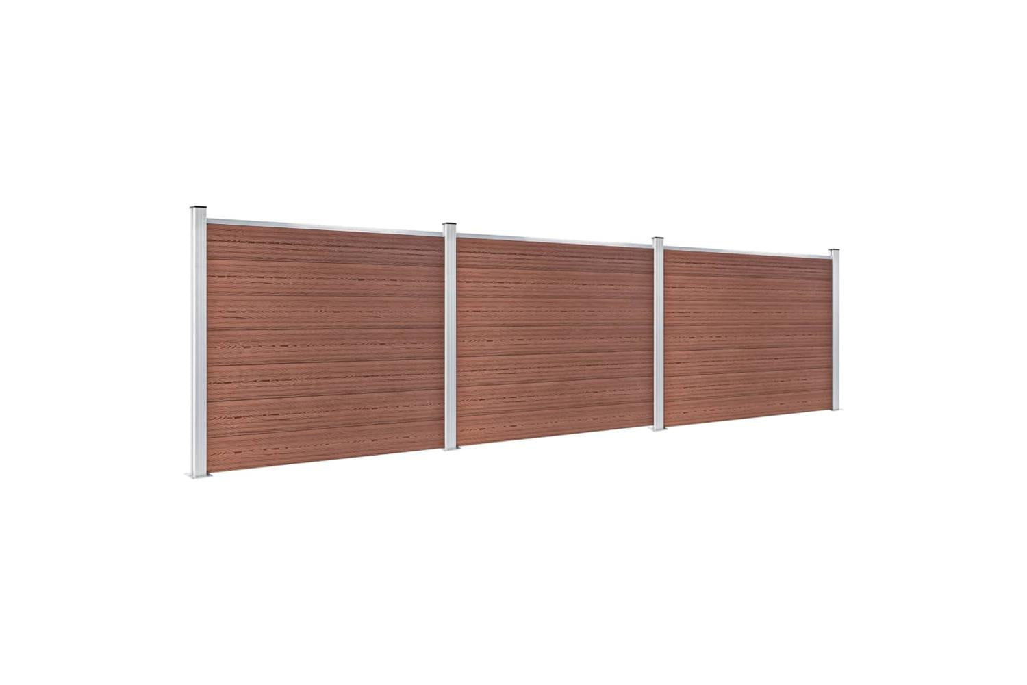 vidaXL 3070452 Fence Panel Set Wpc 526x146cm Brown-2