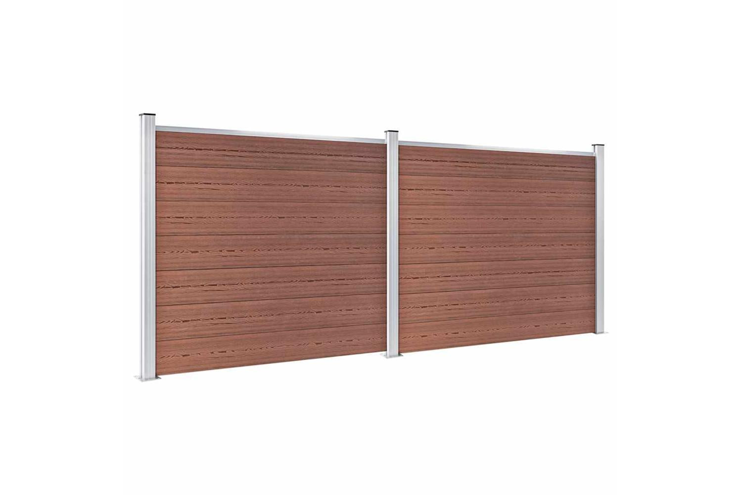 vidaXL 3070451 Fence Panel Set Wpc 353x146cm Brown-2