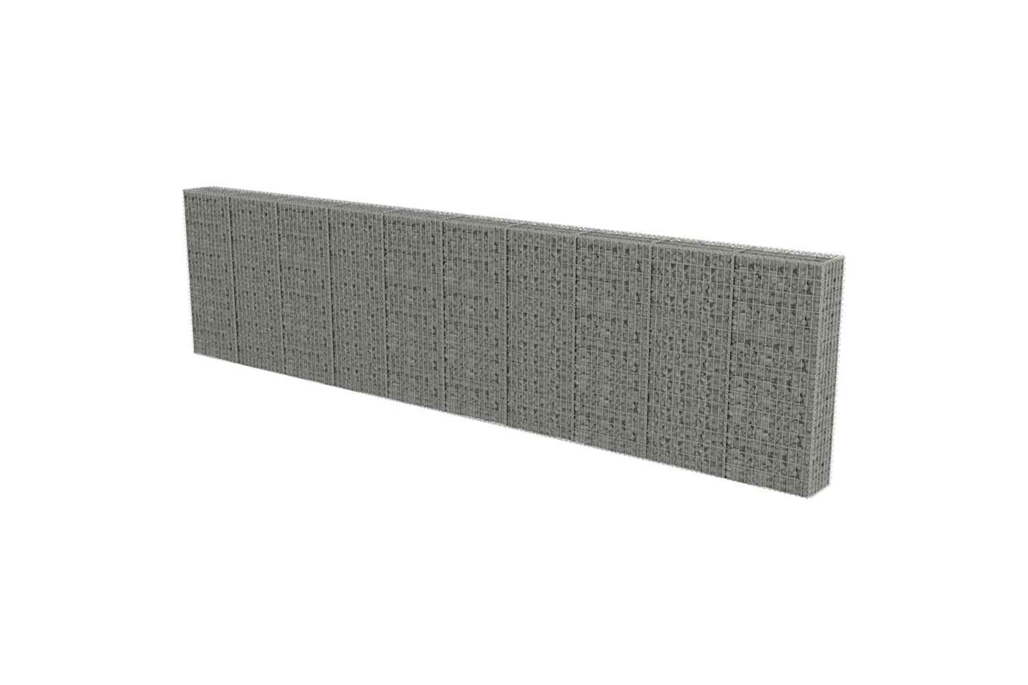 vidaXL 143585 Gabion Wall With Covers Galvanised Steel 600x30x150cm-2