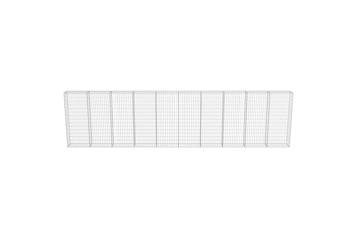 vidaXL 143585 Gabion Wall With Covers Galvanised Steel 600x30x150cm-5