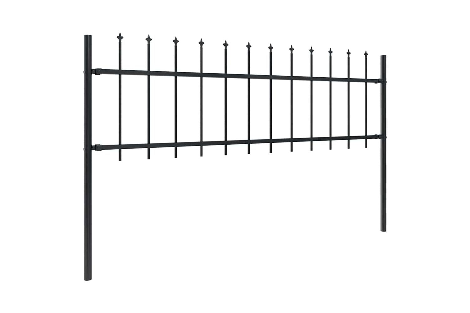Vidaxl 277601 Garden Fence With Spear Top Steel 15.3x0.6 M Black-2