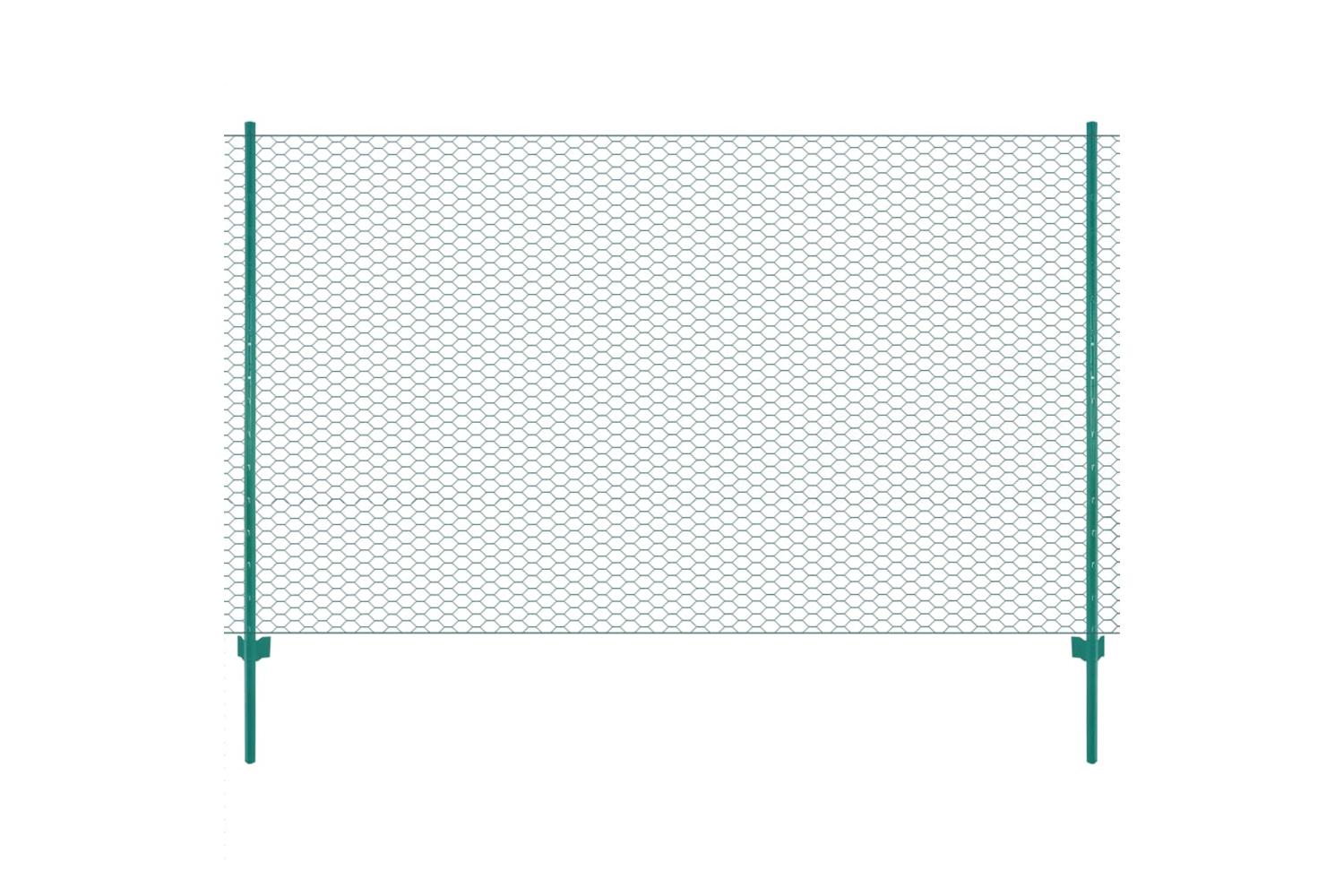 Vidaxl 144606 Wire Mesh Fence With Posts Steel 25x1.5 M Green