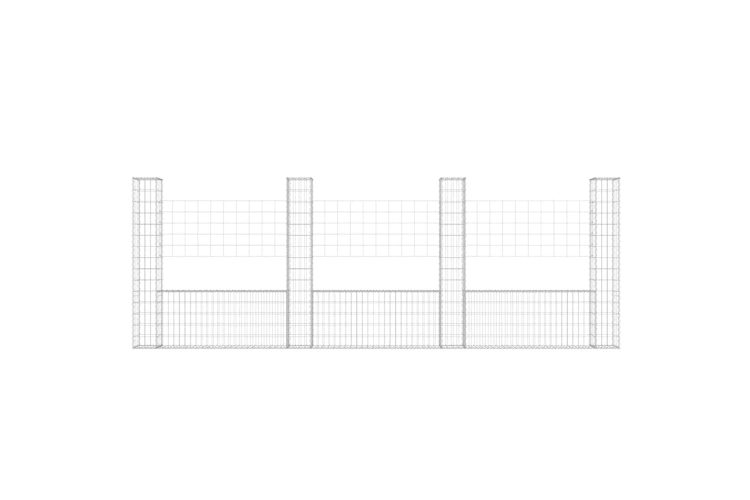vidaXL 151284 U-shape Gabion Basket With 4 Posts Iron 380x20x150cm-3