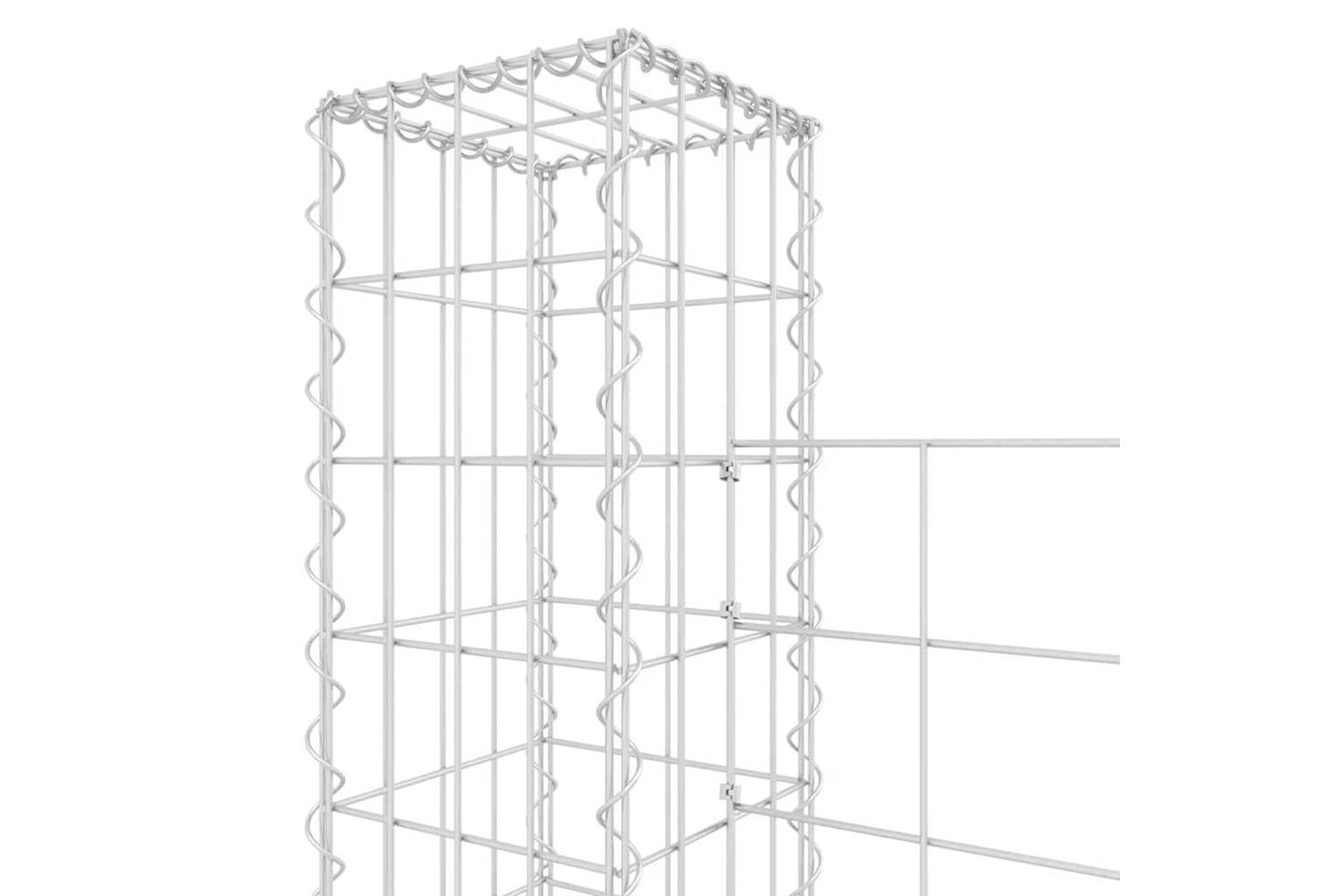 vidaXL 151284 U-shape Gabion Basket With 4 Posts Iron 380x20x150cm-5