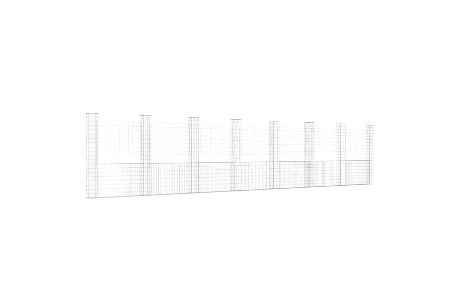 vidaXL 151295 U-shape Gabion Basket With 8 Posts Iron 860x20x200cm