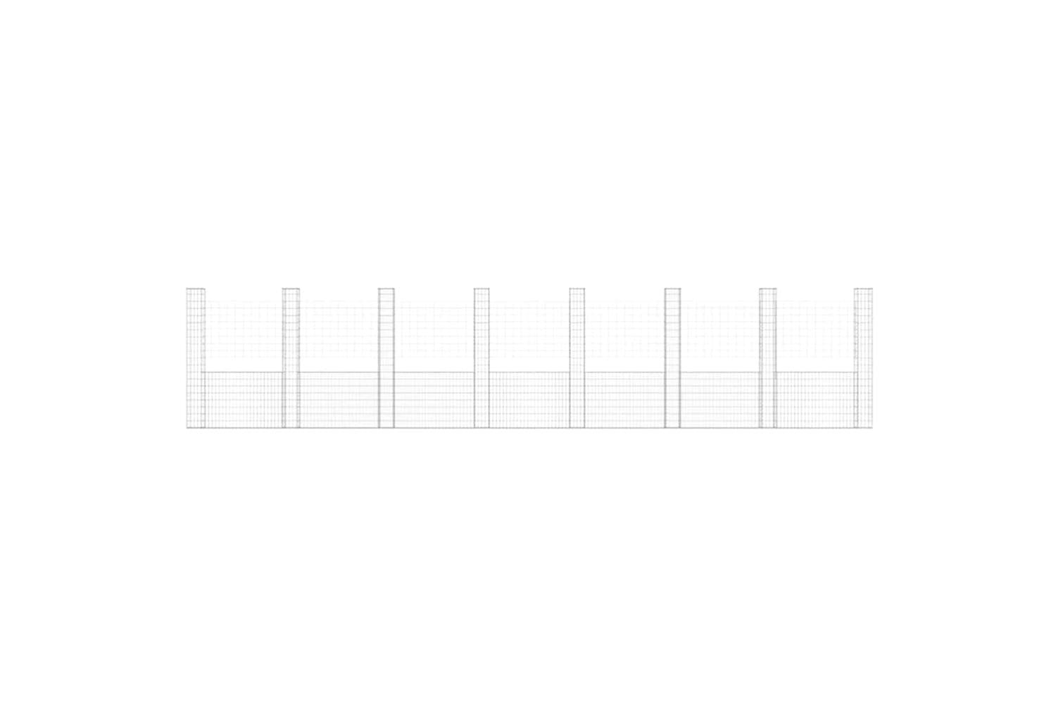vidaXL 151295 U-shape Gabion Basket With 8 Posts Iron 860x20x200cm-3