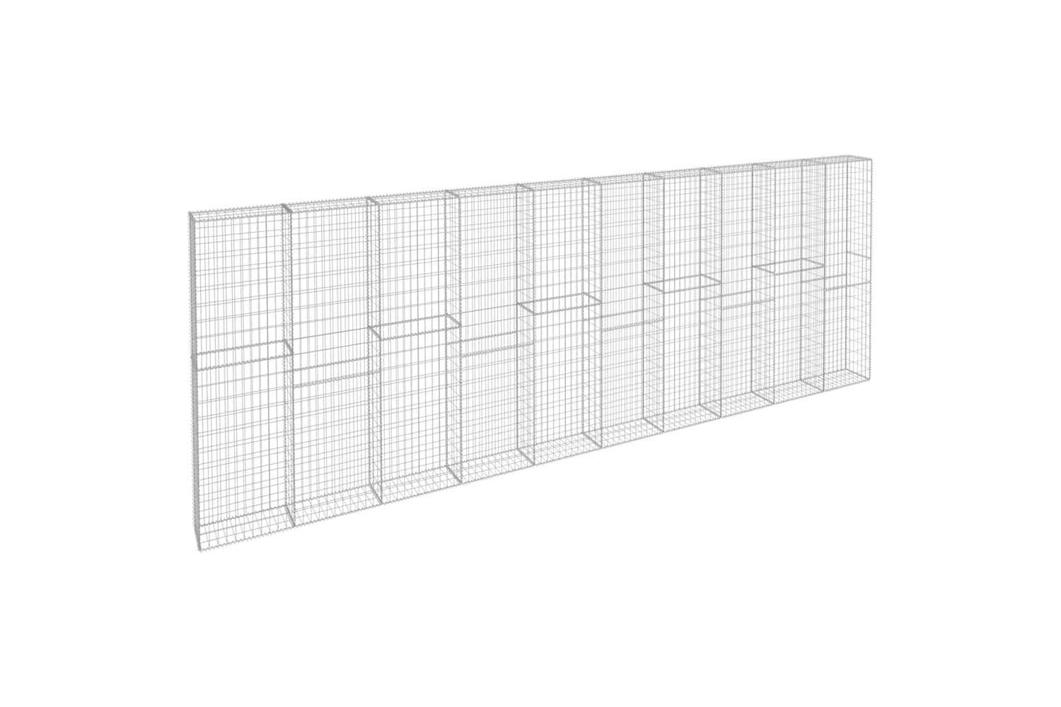 vidaXL 144915 Gabion Wall With Covers Galvanised Steel 600x30x200cm-3