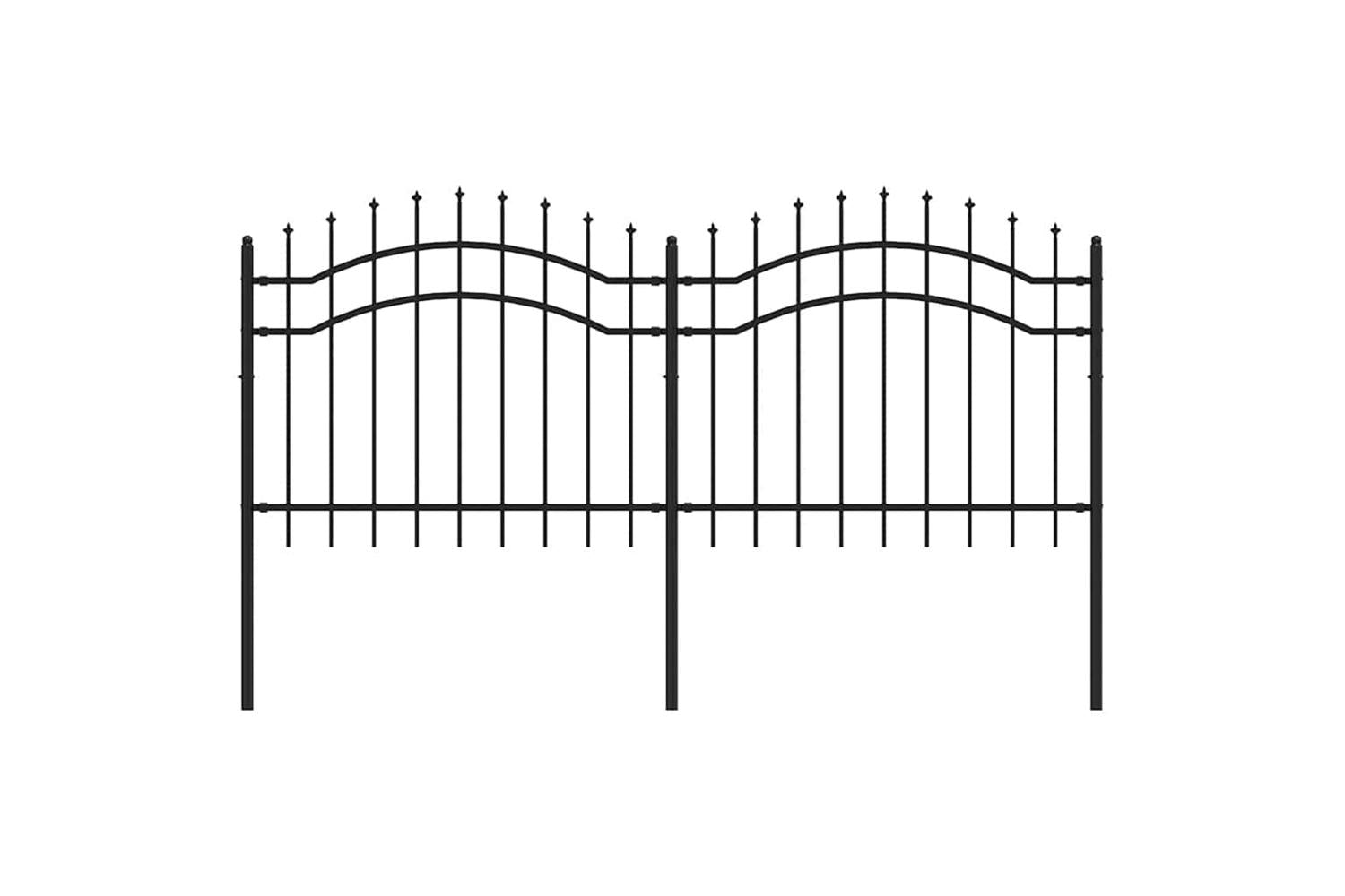 vidaXL 151080 Garden Fence With Spear Top Black 140cm Powder-coated Steel