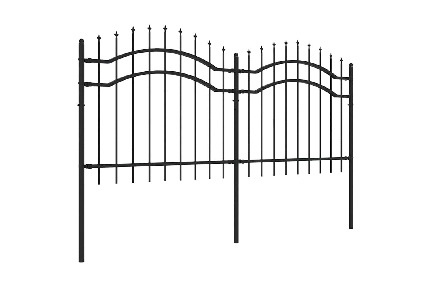 vidaXL 151080 Garden Fence With Spear Top Black 140cm Powder-coated Steel-3