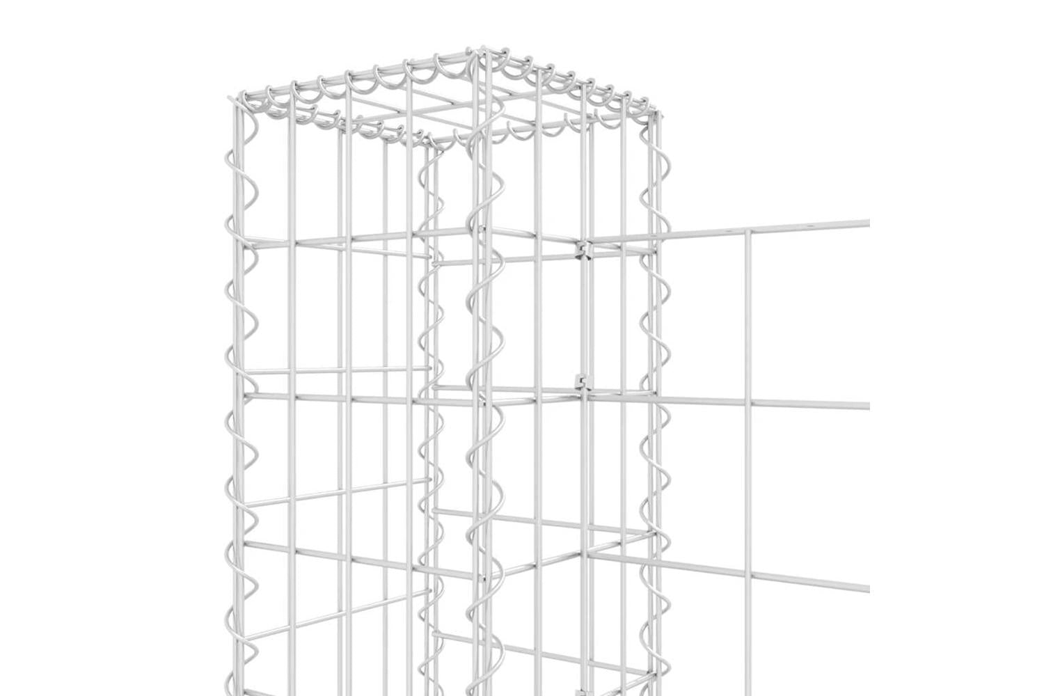 vidaXL 151277 U-shape Gabion Basket With 4 Posts Iron 380x20x100cm-5