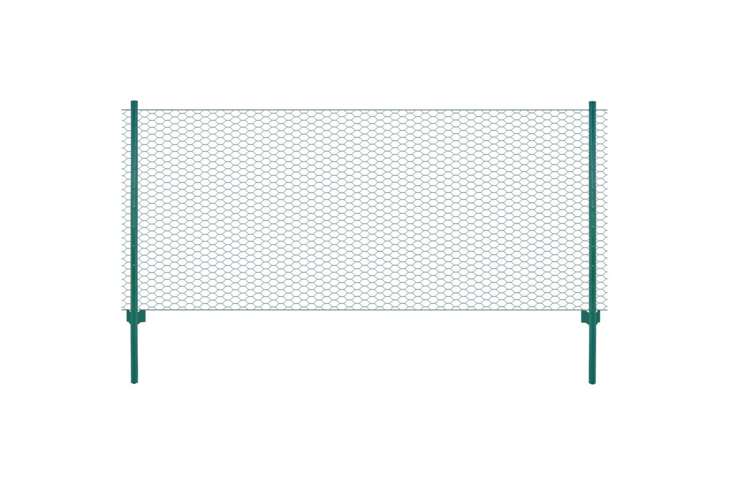 Vidaxl 144608 Wire Mesh Fence With Posts Steel 25x0.5 M Green