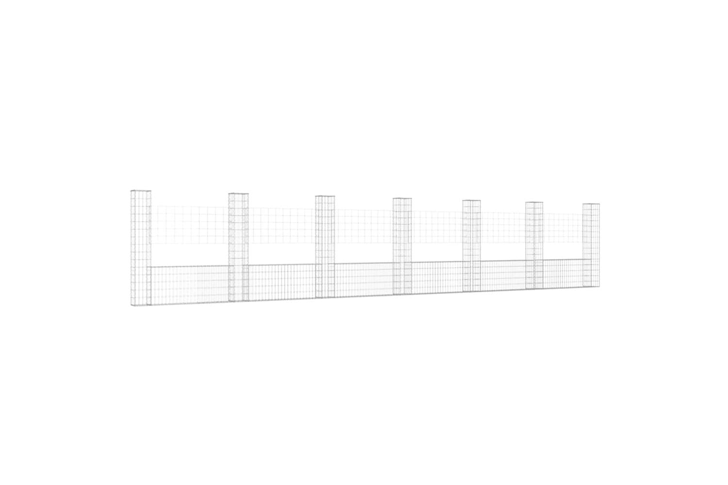 vidaXL 151287 U-shape Gabion Basket With 7 Posts Iron 740x20x150cm