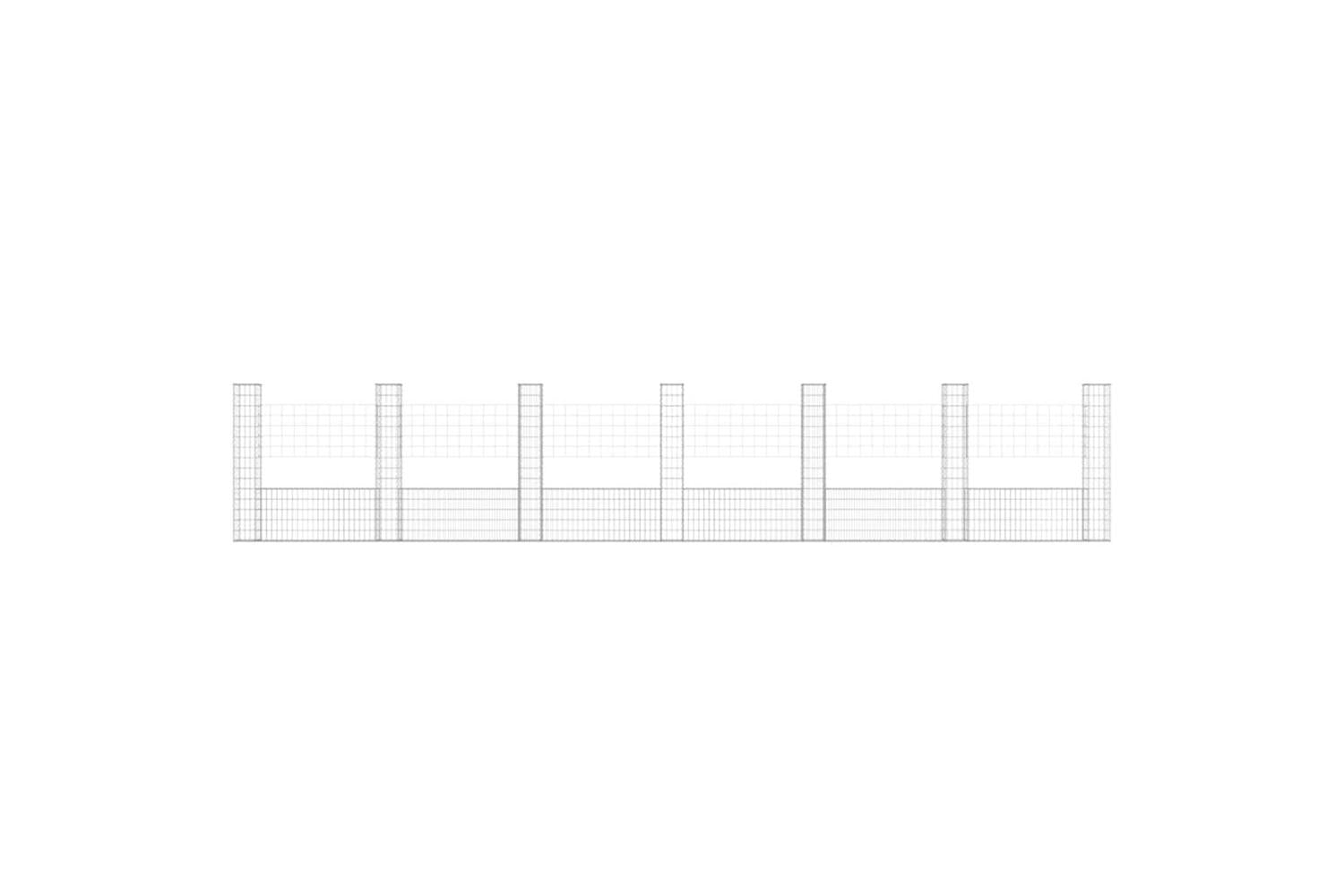 vidaXL 151287 U-shape Gabion Basket With 7 Posts Iron 740x20x150cm-3