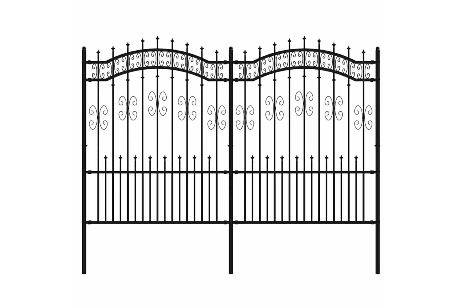 vidaXL 151087 Garden Fence With Spear Top Black 190cm Powder-coated Steel