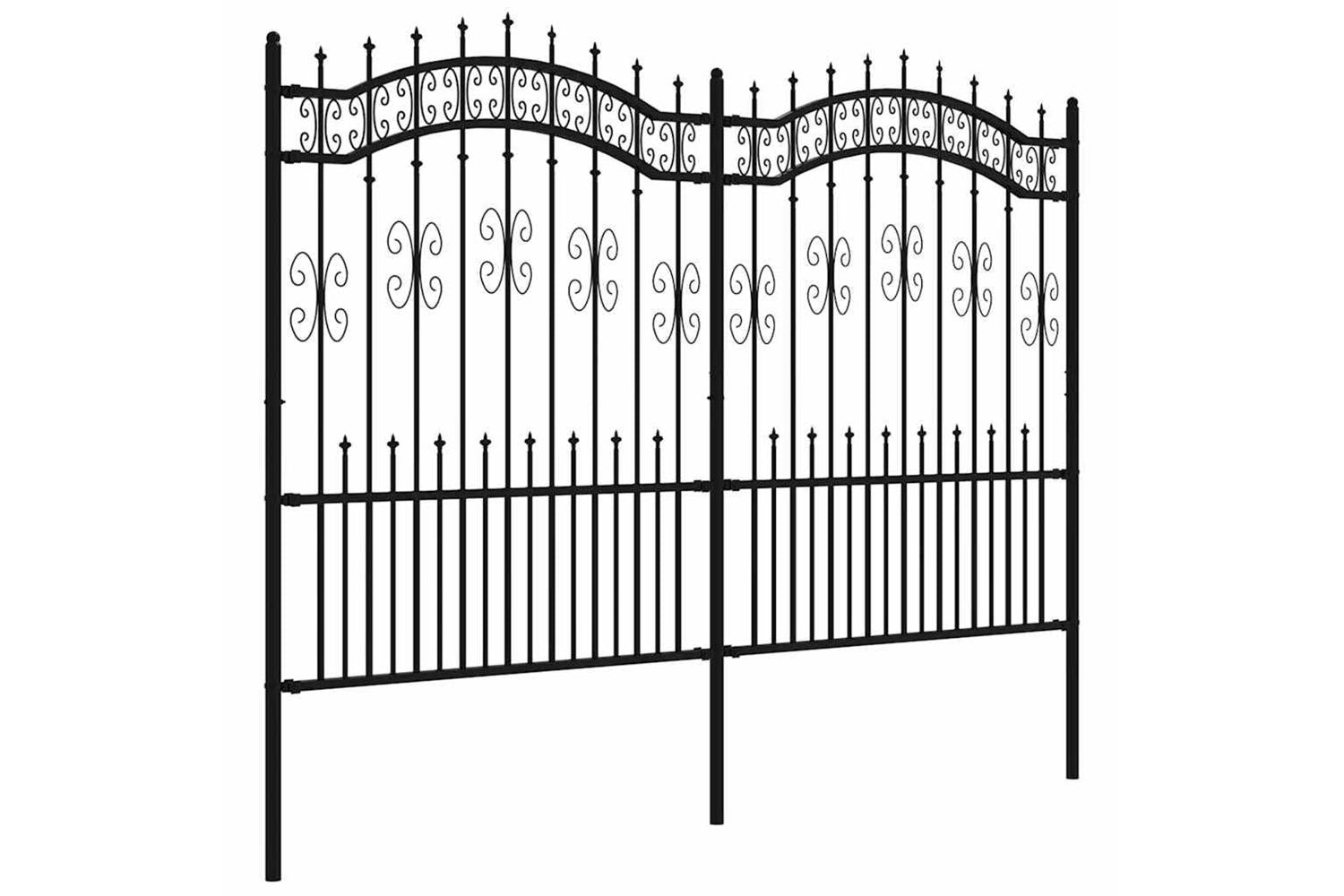 vidaXL 151087 Garden Fence With Spear Top Black 190cm Powder-coated Steel-3