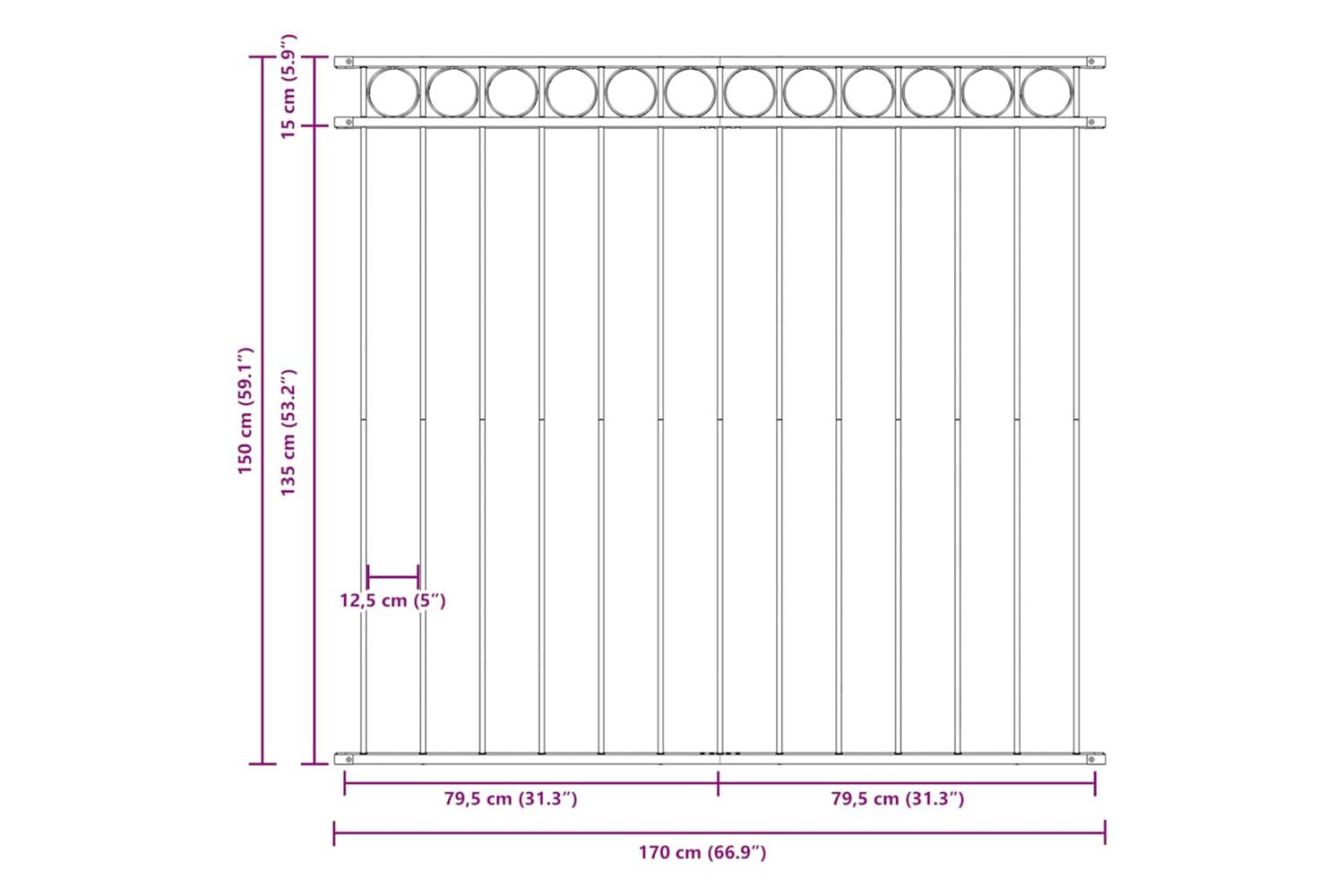 Vidaxl 146319 Fence Panel Steel 1.7x1.5 M Black-4
