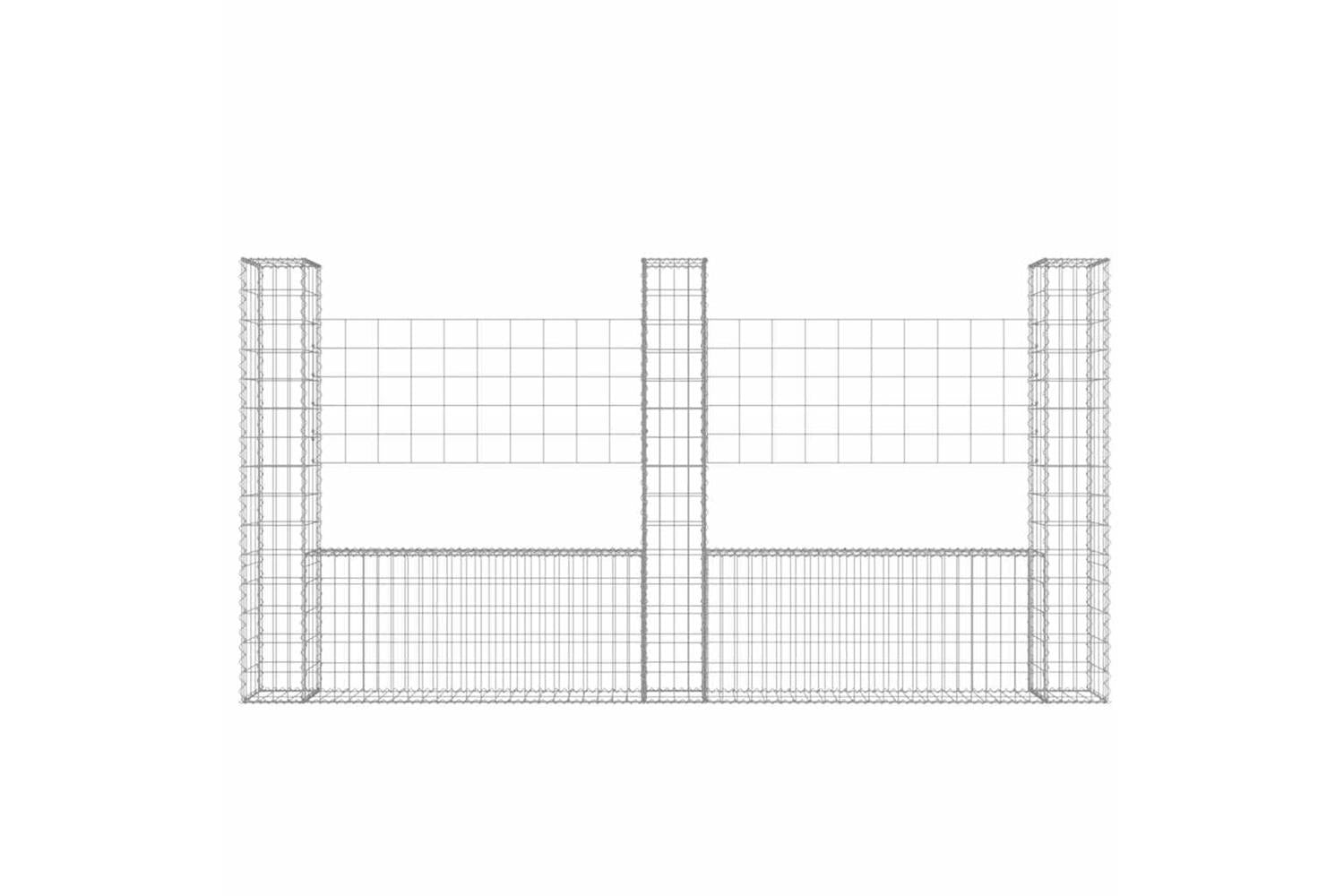 vidaXL 151283 U-shape Gabion Basket With 3 Posts Iron 260x20x150cm-3