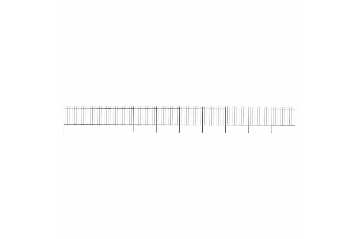 Vidaxl 277638 Garden Fence With Spear Top Steel 17x1.5 M Black