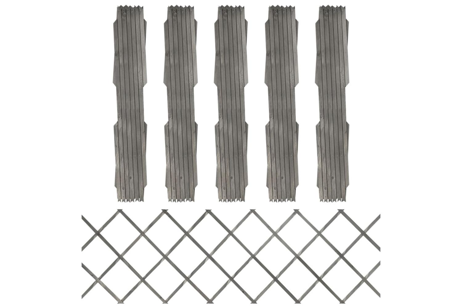 vidaXL 316424 Trellis Fences 5 Pcs Grey Solid Firwood 180x60cm
