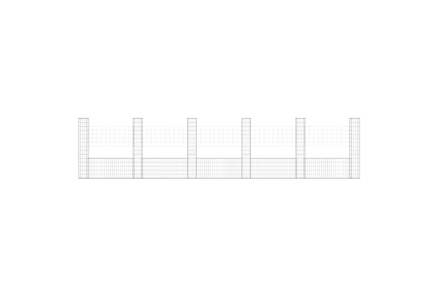 vidaXL 151286 U-shape Gabion Basket With 6 Posts Iron 620x20x150cm-3