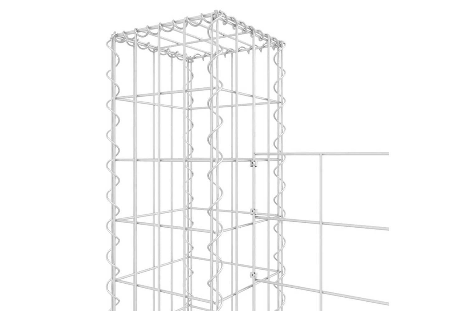 vidaXL 151286 U-shape Gabion Basket With 6 Posts Iron 620x20x150cm-5