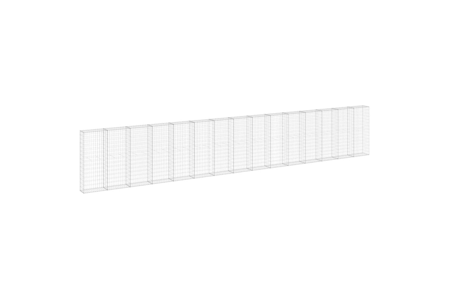 vidaXL 147818 Gabion Wall With Covers Galvanised Steel 900x30x150cm-2