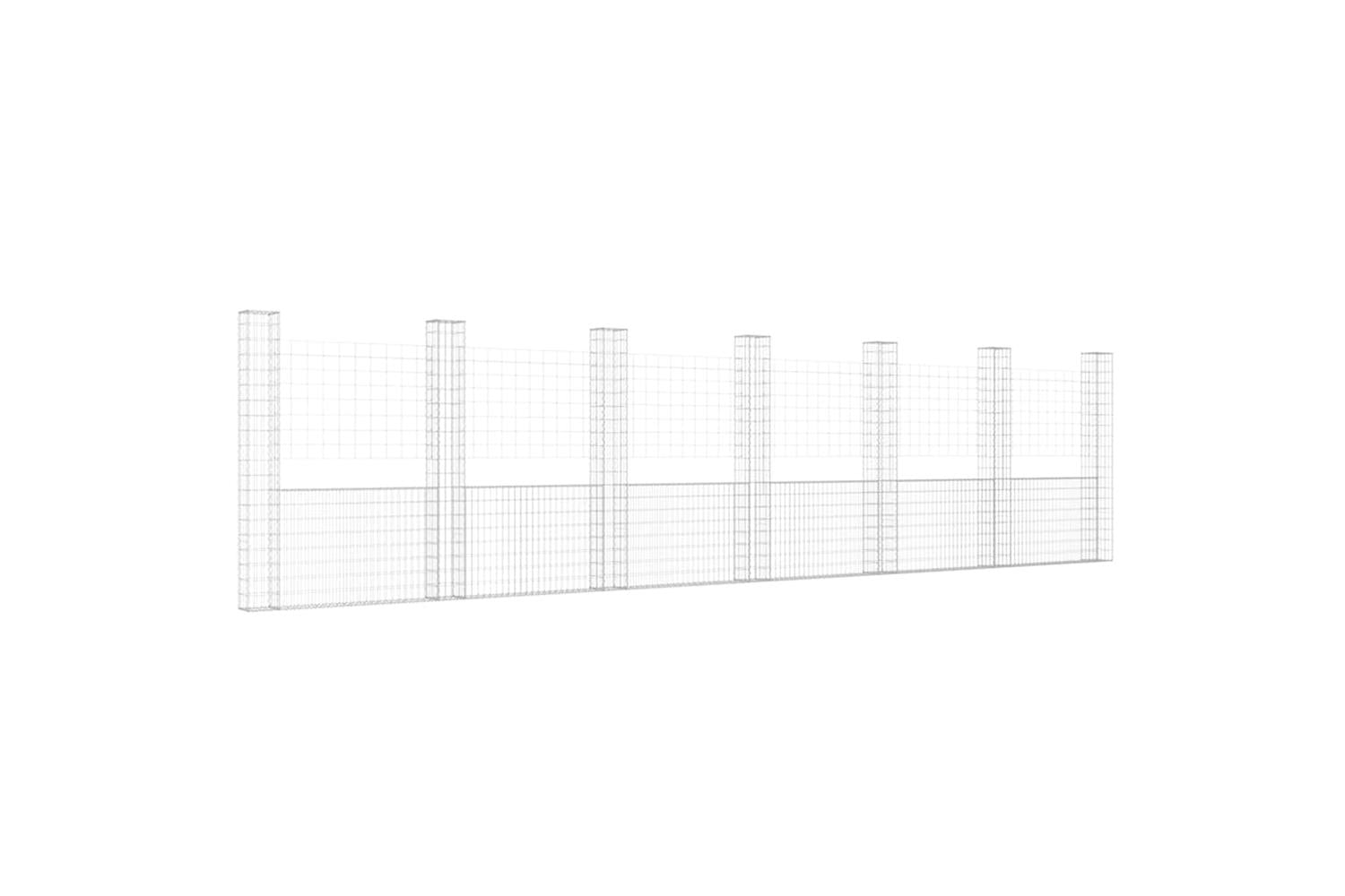 vidaXL 151294 U-shape Gabion Basket With 7 Posts Iron 740x20x200cm-2