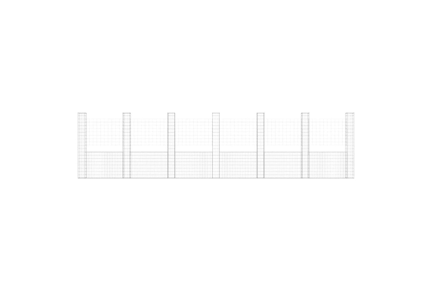 vidaXL 151294 U-shape Gabion Basket With 7 Posts Iron 740x20x200cm-3