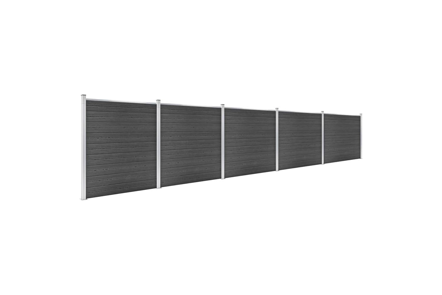 vidaXL 3070432 Fence Panel Set Wpc 872x186cm Black-2