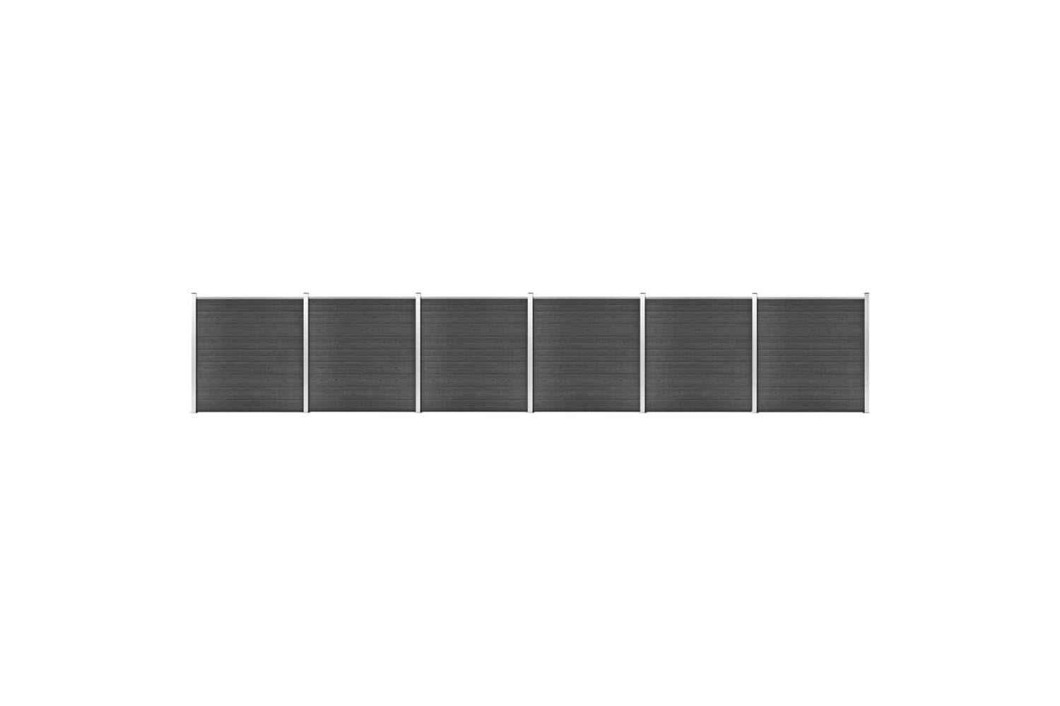 vidaXL 3070433 Fence Panel Set Wpc 1045x186cm Black