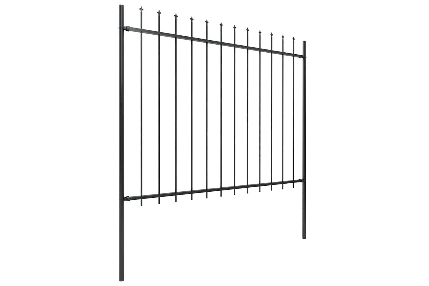 Vidaxl 277637 Garden Fence With Spear Top Steel 15.3x1.5 M Black-2