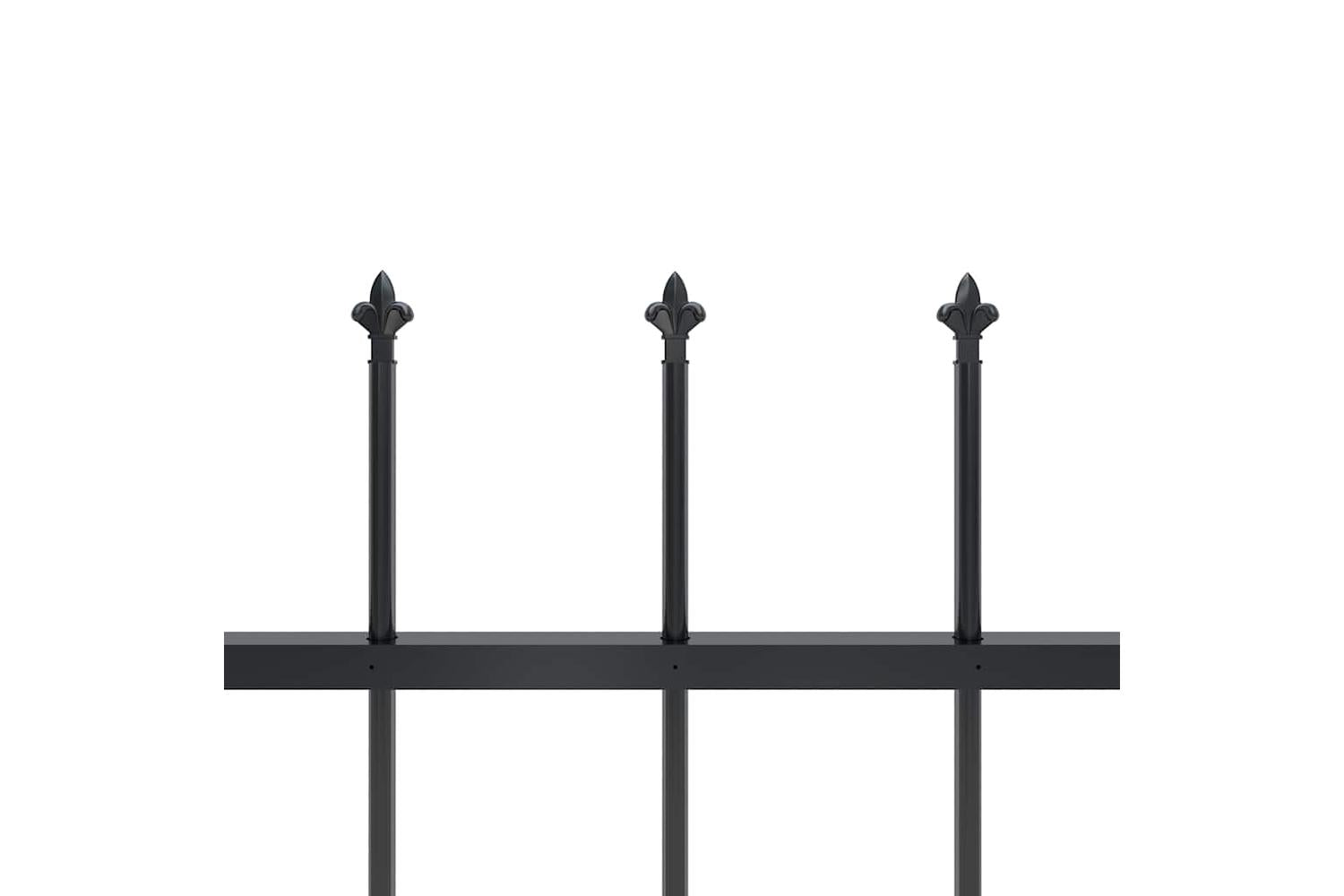 Vidaxl 277637 Garden Fence With Spear Top Steel 15.3x1.5 M Black-4