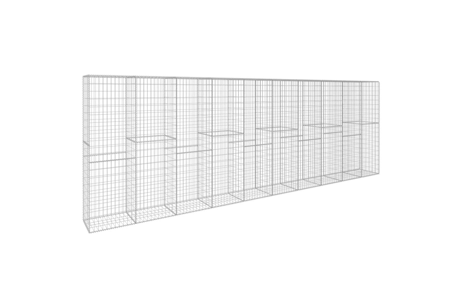 vidaXL 145089 Gabion Wall With Cover Galvanised Steel 600x50x200cm-2