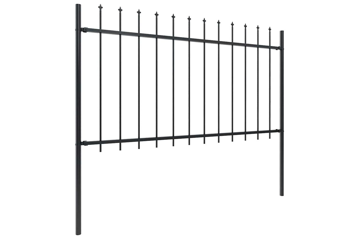 Vidaxl 277620 Garden Fence With Spear Top Steel 17x1 M Black-2