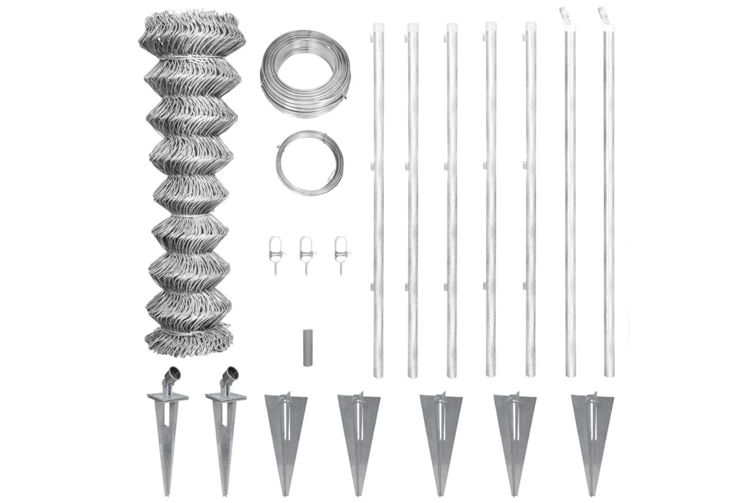 Vidaxl 141505 Chain Link Fence With Posts Spike Galvanised Steel 15x1.5 M