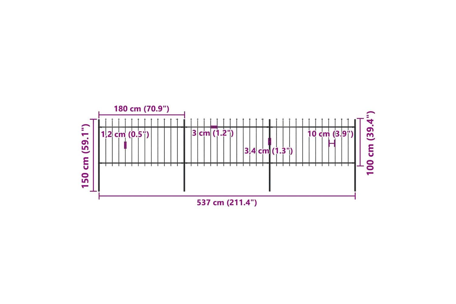 Vidaxl 277613 Garden Fence With Spear Top Steel 5.1x1 M Black-5