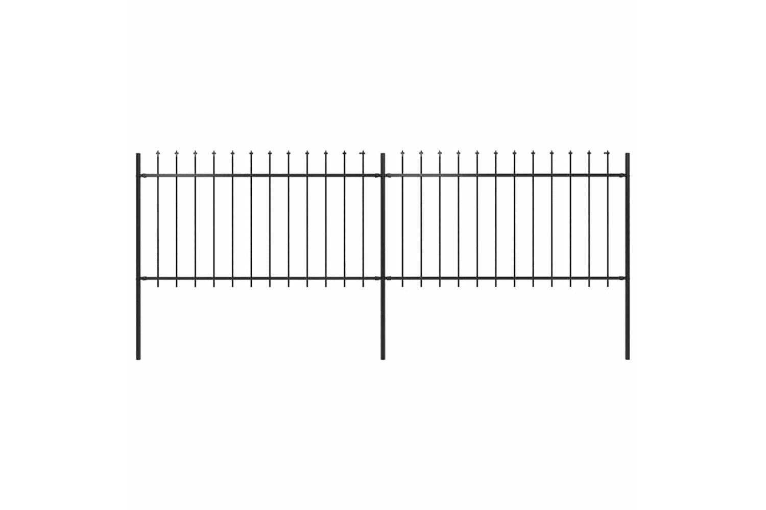 Vidaxl 277612 Garden Fence With Spear Top Steel 3.4x1 M Black