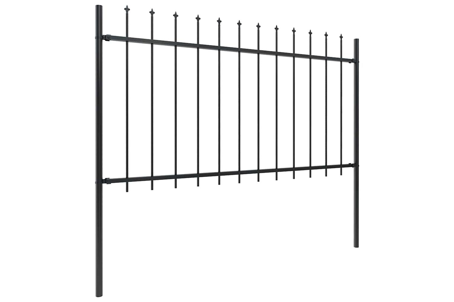Vidaxl 277612 Garden Fence With Spear Top Steel 3.4x1 M Black-2