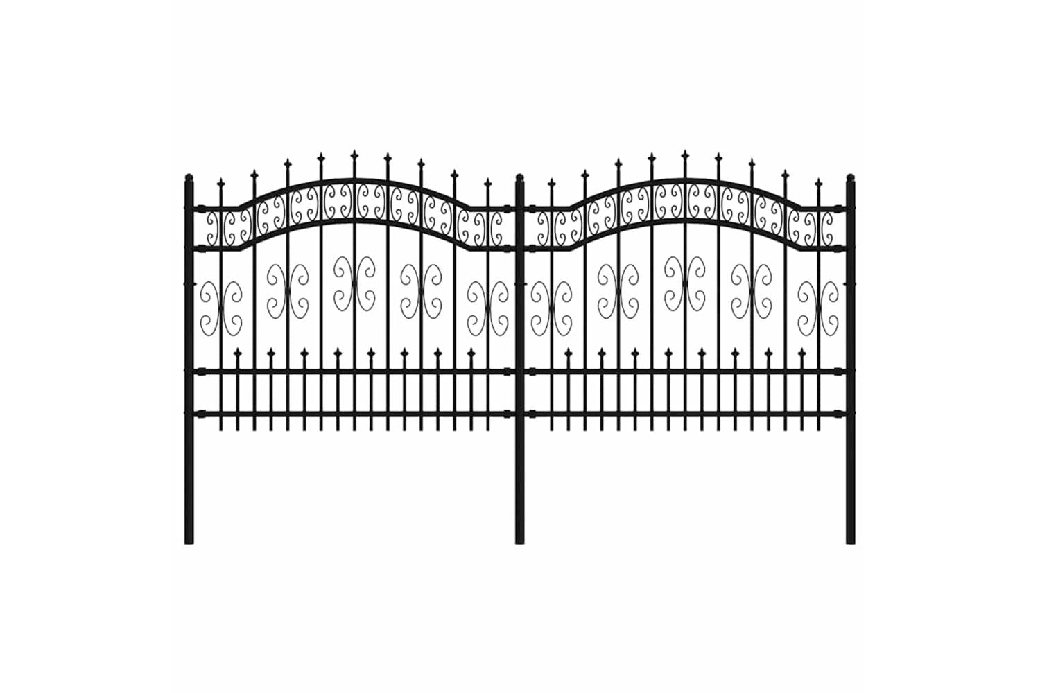 vidaXL 151085 Garden Fence With Spear Top Black 140cm Powder-coated Steel-2