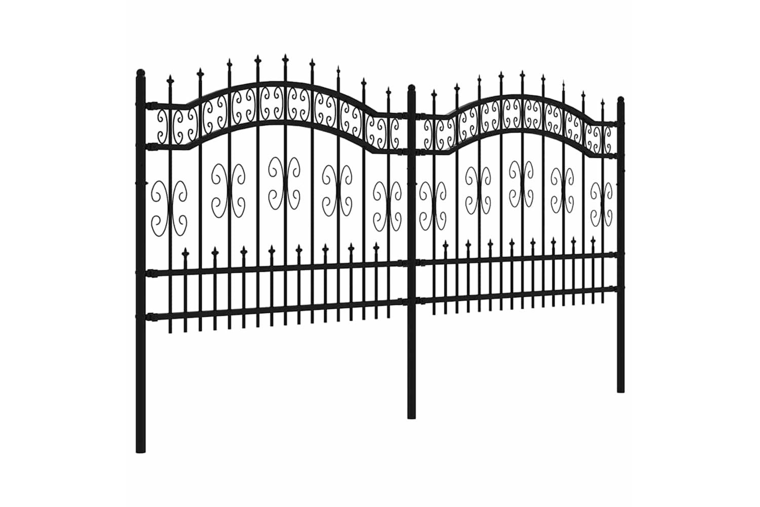 vidaXL 151085 Garden Fence With Spear Top Black 140cm Powder-coated Steel-3