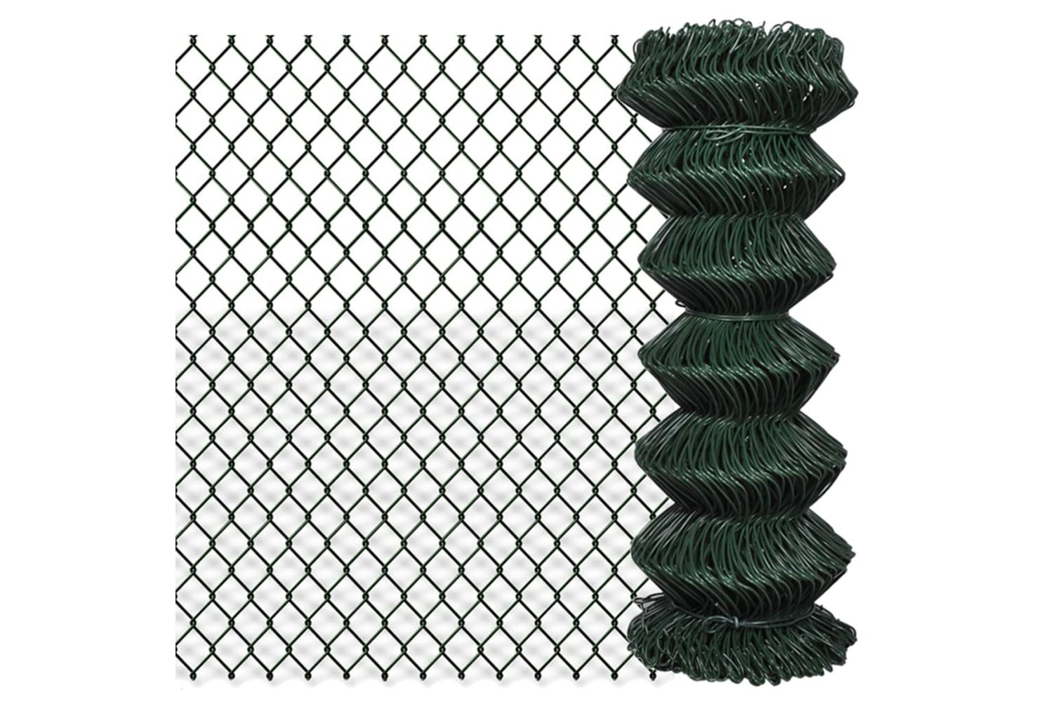 Vidaxl 140344 Chain Link Fence Steel 1x15 M Green