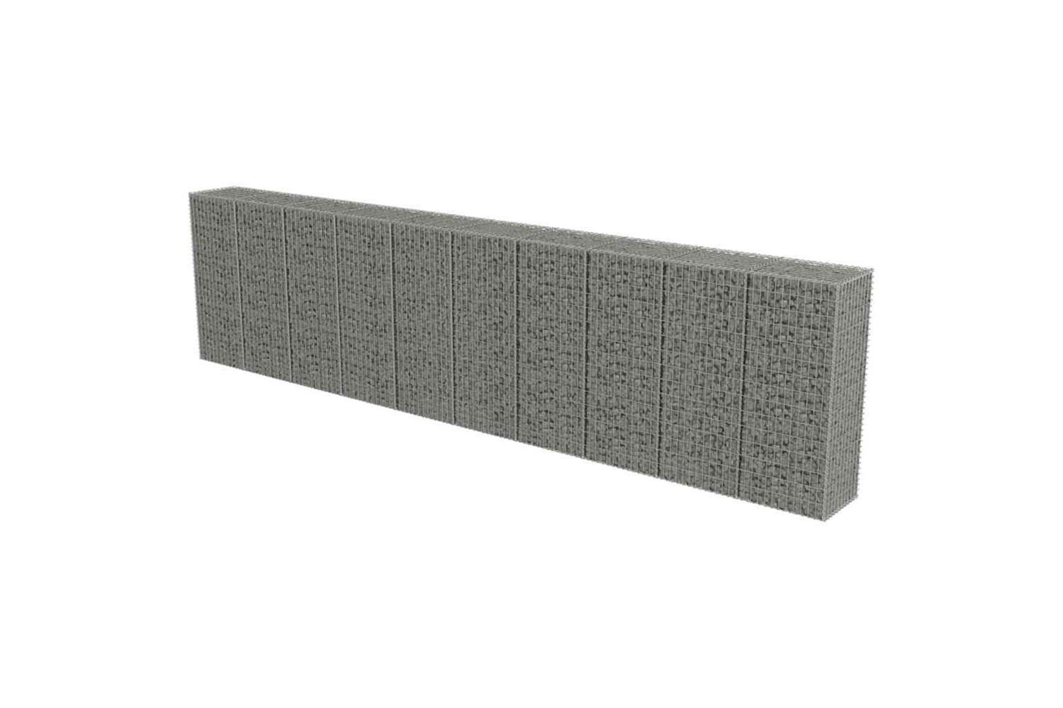 vidaXL 143582 Gabion Wall With Covers Galvanised Steel 600x50x150cm-2