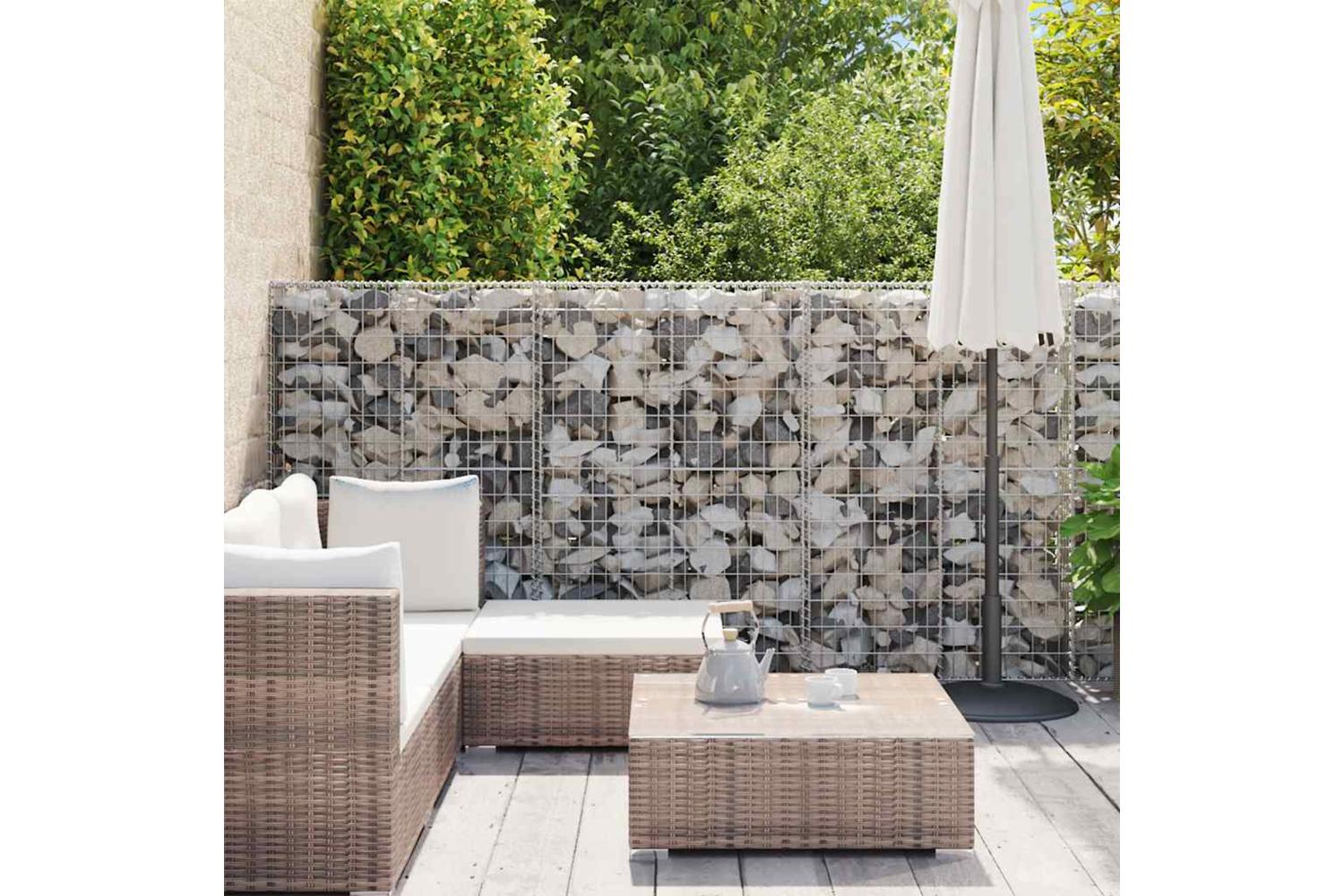 vidaXL 143582 Gabion Wall With Covers Galvanised Steel 600x50x150cm-3