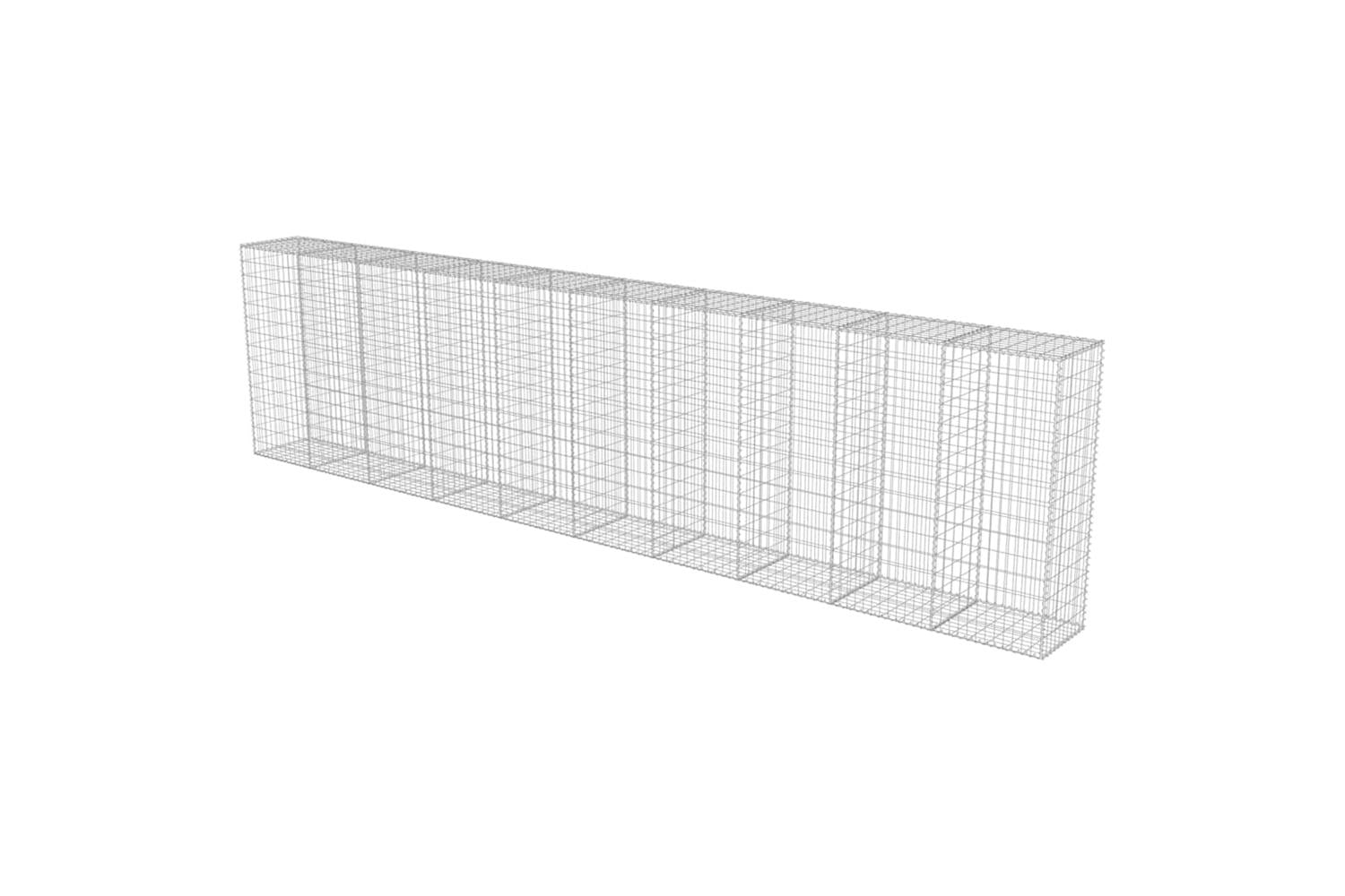vidaXL 143582 Gabion Wall With Covers Galvanised Steel 600x50x150cm-4