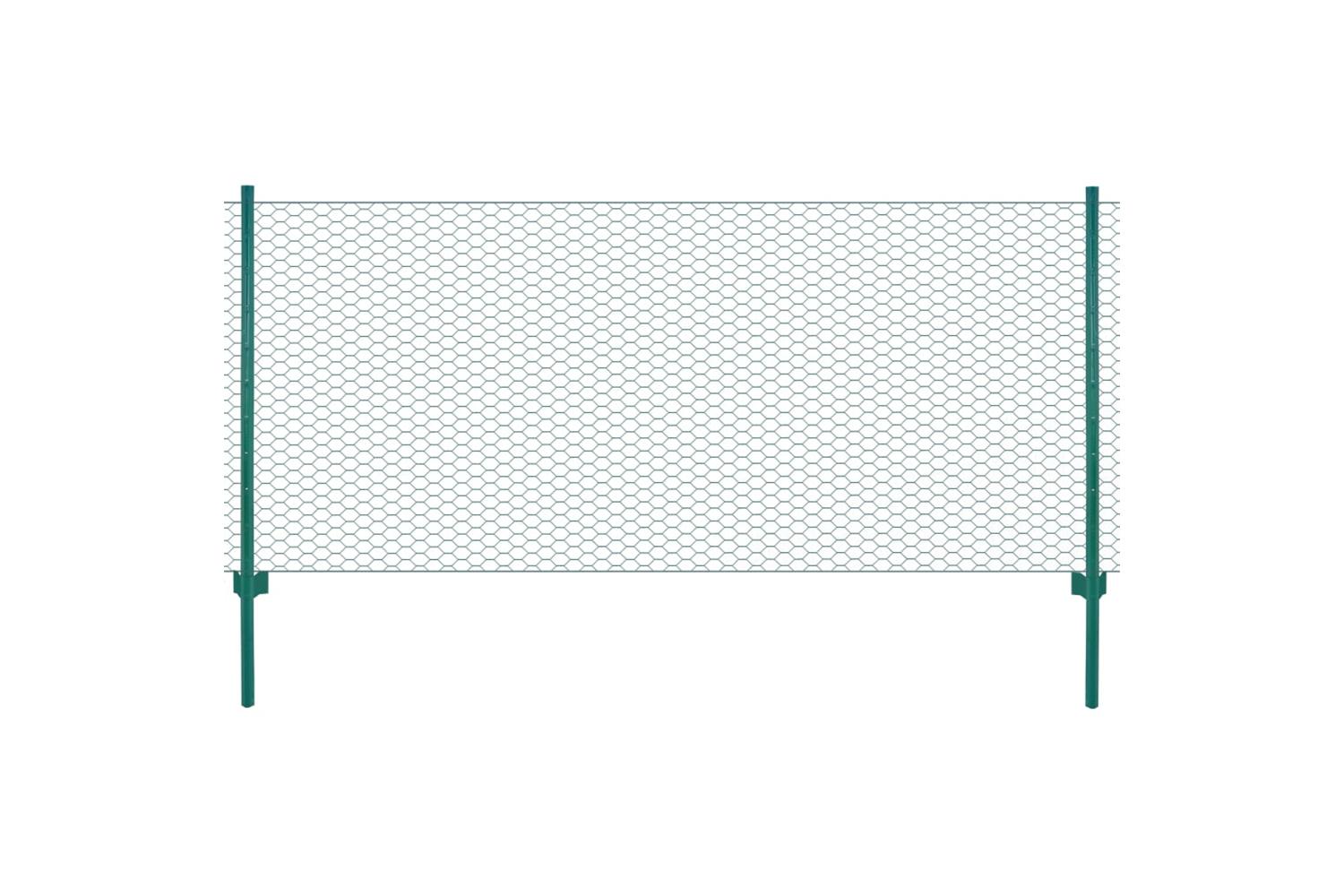 Vidaxl 144614 Wire Mesh Fence With Posts Steel 25x0.75 M Green
